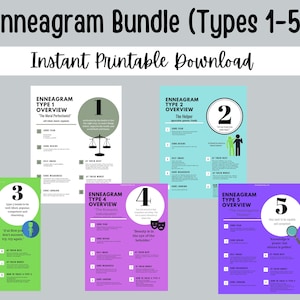 Enneagram persoonlijkheidstypen PDF afdrukbaar overzicht bundel (typen 1-5)