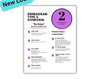 Descripción general de la hoja de trabajo imprimible en PDF sobre la personalidad del Eneagrama Tipo 2