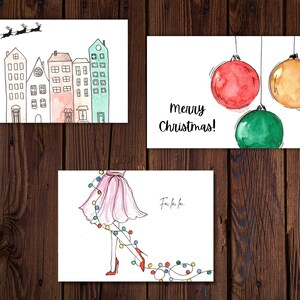 Classic Christmas Watercolor Card Set,