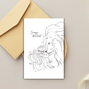 Scheda PDF stampabile Aslan - Interno vuoto, Coraggio, Scheda Caro Cuore, Scheda di incoraggiamento Narnia, Scheda Aslan e Lucy