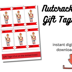 Printable Nutcracker Gift Tags: Festive Christmas Tags (Digital Download)