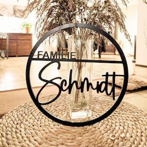 Dekoring „Familie“, personalisiert, Familienschild, Türkranz, Wetterfest, Außenbereich.