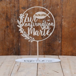 Holz Cake Topper Konfirmation V11 Bild 1