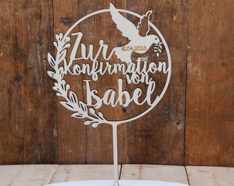 Holz Cake Topper Konfirmation V12