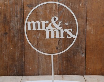 Holz Cake Topper "mr&mrs" V10