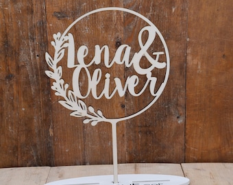 Holz Cake Topper Hochzeit personalisiert V17