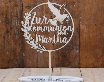 Holz Cake Topper Kommunion V9