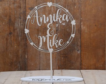 Holz Cake Topper Hochzeit personalisiert V32