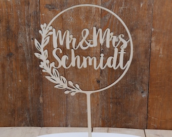 Wood Cake Topper Wedding Personalized V22