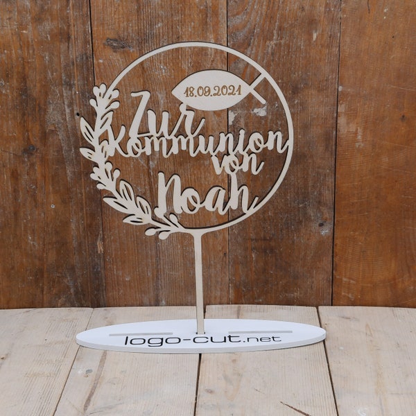 Holz Cake Topper Kommunion V8