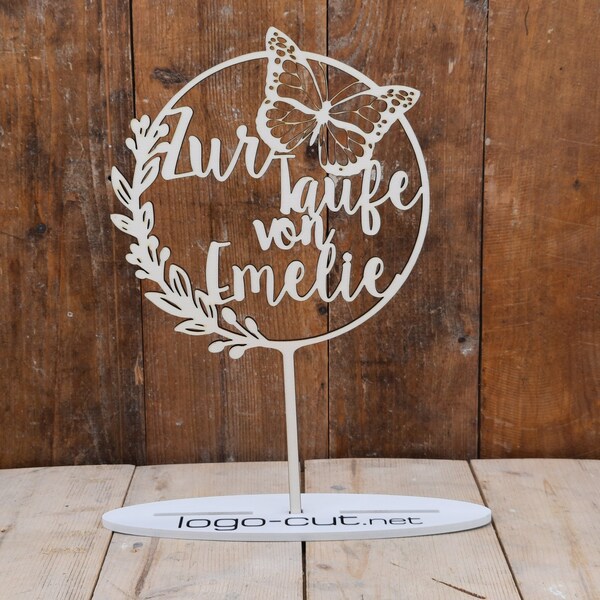 Holz Cake Topper Taufe V16