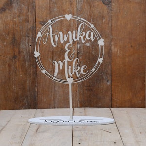 Wood Cake Topper Wedding Personalized V32