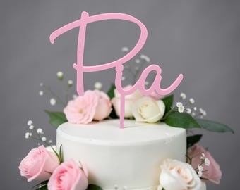 Cake topper for birthdays, communions, confirmations, baptisms, made of wood or acrylic, V1