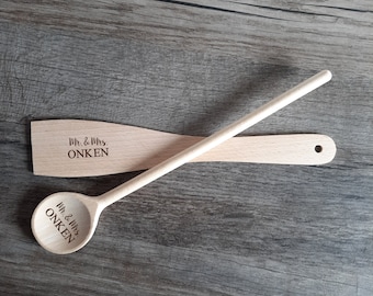 Wooden spoon pair personalized V1
