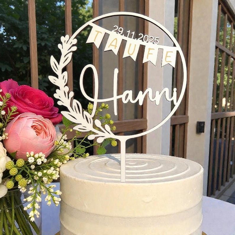 Cake Topper Taufe, Tortendeko Taufe, Tortentopper Taufe, Topper Taufe, Geschenke zur Taufe, personalisiert, V21