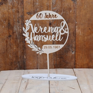 Holz Cake Topper Hochzeit, Goldene Hochzeit, Diamantene Hochzeit, personalisiert, V19