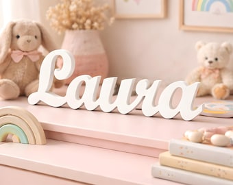 Personalized door sign, nameplate for children's room, gift for birth, gift for christening, door sign with name, wall decoration for baby's room, "Font 5"