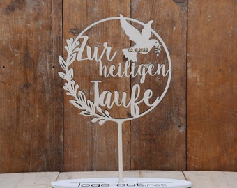 Holz Cake Topper Taufe V17