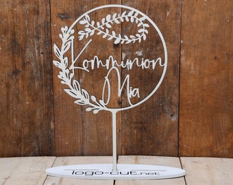 Holz Cake Topper Kommunion V12