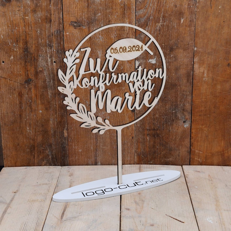 Holz Cake Topper Konfirmation V11 Bild 2