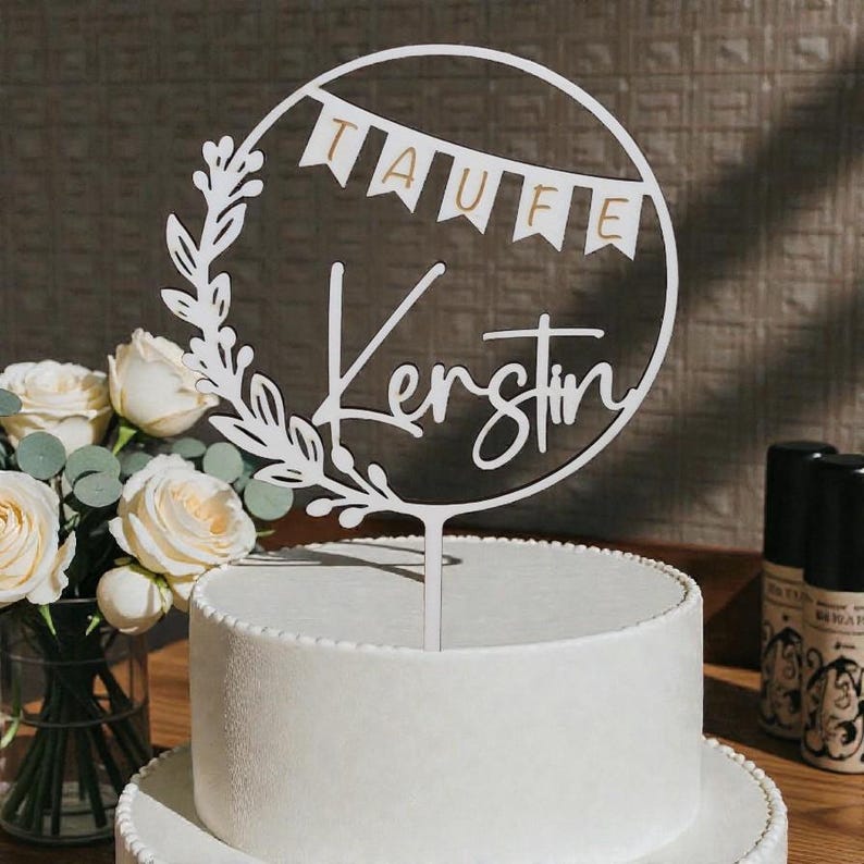 Cake Topper Taufe, Tortendeko Taufe, Tortentopper Taufe, Topper Taufe, Geschenke zur Taufe, personalisiert, V21
