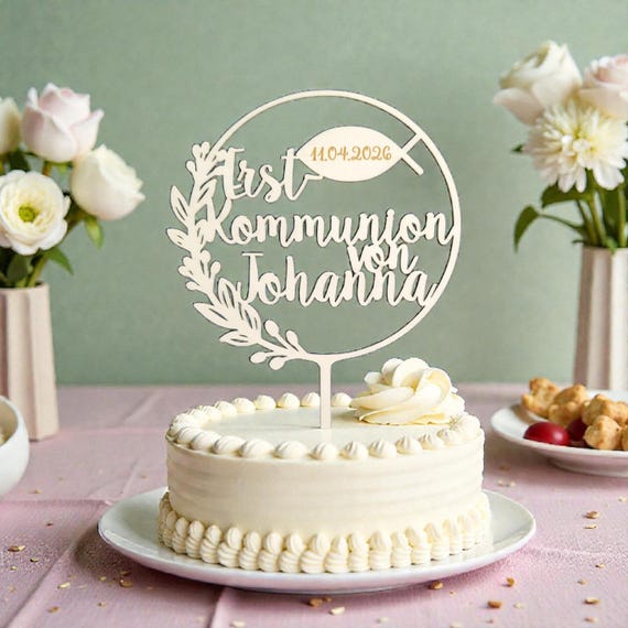 Cake Topper Erstkommunion, Geschenke zur Kommunion, Tortendeko Kommunion, Cake Topper personalisiert, Cake Topper Holz, V1