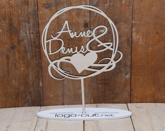 Holz Cake Topper Hochzeit personalisiert V25