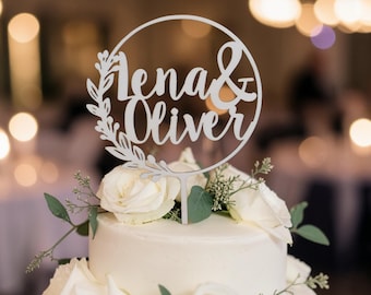 Wedding cake topper, wedding gift, decoration for wedding cakes, personalized cake topper, wood or acrylic, V17