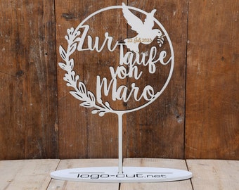 Holz Cake Topper Taufe V15