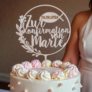 Cake Topper Konfirmation, Geschenke zur Konfirmation, Tortendeko Konfirmation, Cake Topper personalisiert, Cake Topper Holz, V11
