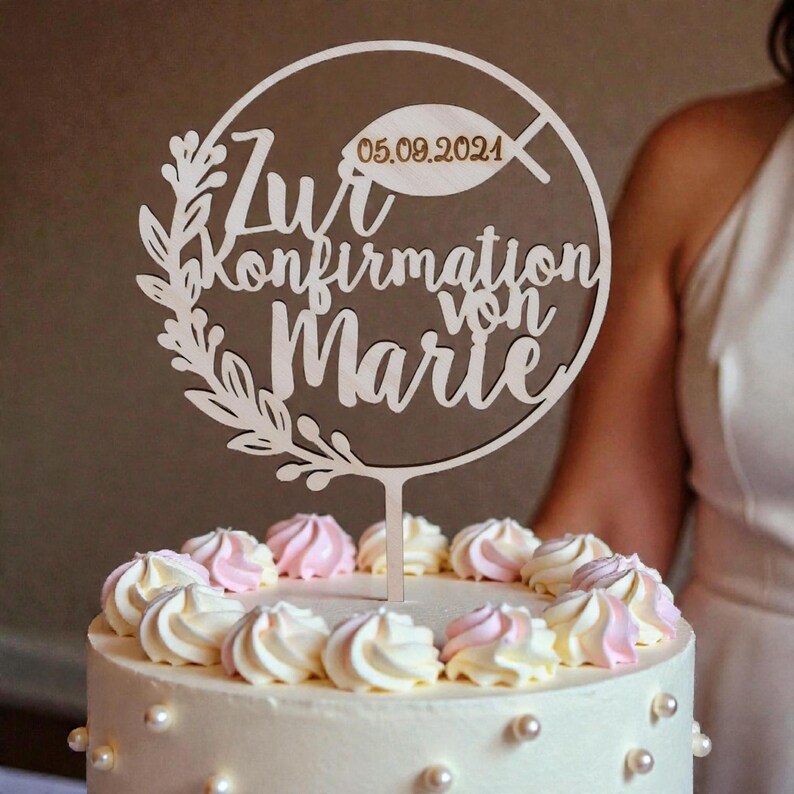 Cake Topper Konfirmation, Geschenke zur Konfirmation, Tortendeko Konfirmation, Cake Topper personalisiert, Cake Topper Holz, V11