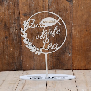 Cake Topper en bois Baptême V19