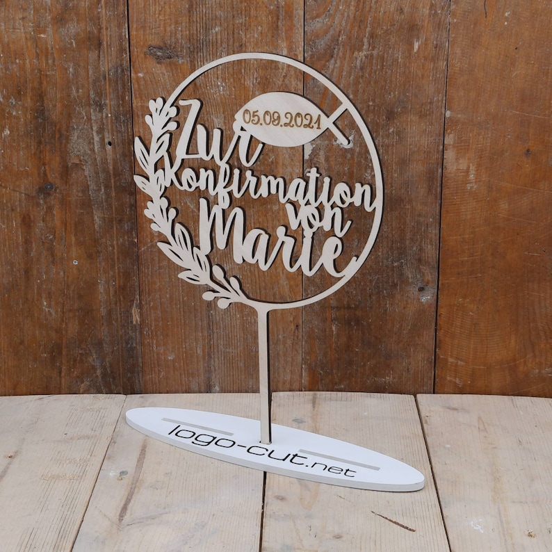Cake Topper Konfirmation, Geschenke zur Konfirmation, Tortendeko Konfirmation, Cake Topper personalisiert, Cake Topper Holz, V11
