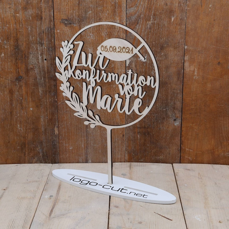 Holz Cake Topper Konfirmation V11 Bild 3