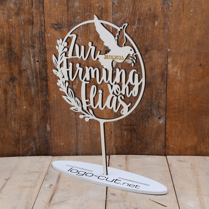 Holz Cake Topper Firmung F7 Bild 3