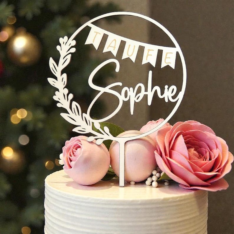 Cake Topper Taufe, Tortendeko Taufe, Tortentopper Taufe, Topper Taufe, Geschenke zur Taufe, personalisiert, V21