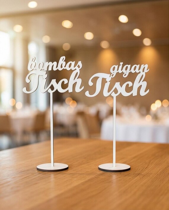 Tischnummern Hochzeit, Hochzeit Tischdekoration, Tischordnung Hochzeit, Hochzeit Tischplan, Tischnamen exoTisch aus Holz