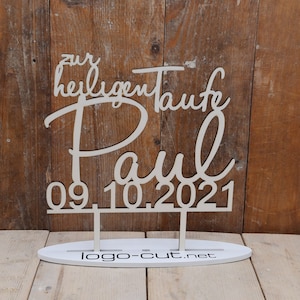 Holz Cake Topper Taufe V3 Bild 1