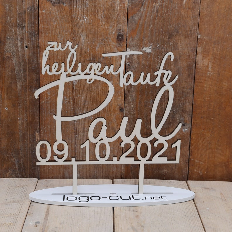 Holz Cake Topper Taufe V3 Bild 1