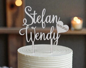Wedding cake topper, wedding gift, wedding cake decoration, wooden cake topper, wedding cake decoration, V35