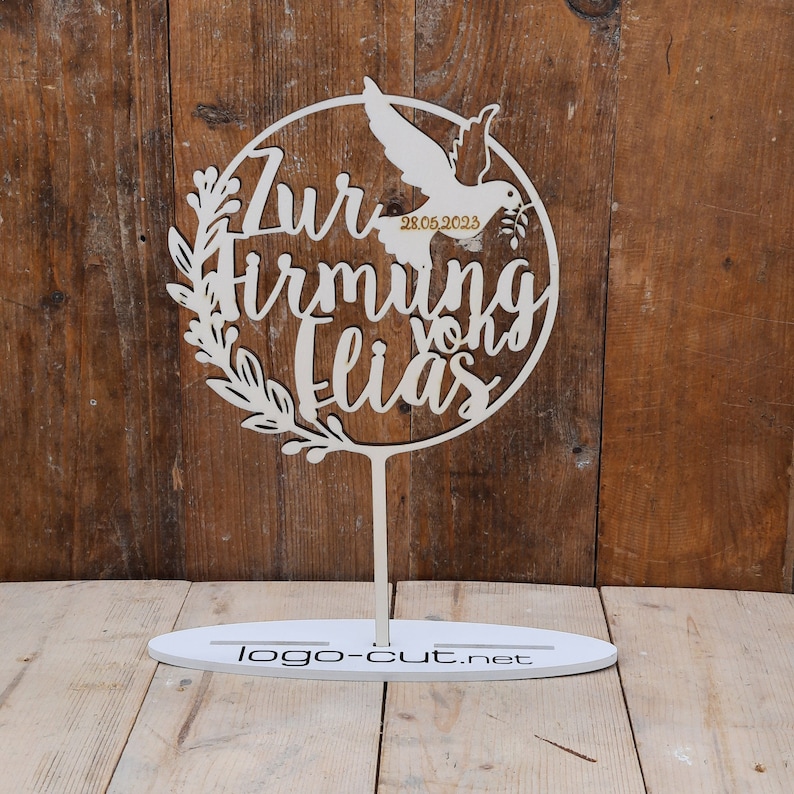 Holz Cake Topper Firmung F7 Bild 1