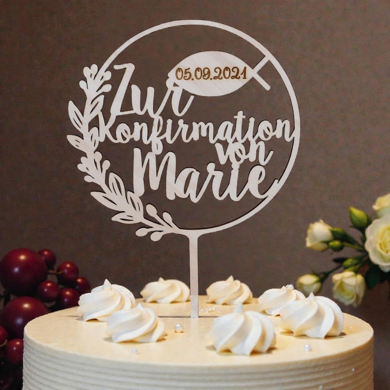 Cake Topper Konfirmation, Geschenke zur Konfirmation, Tortendeko Konfirmation, Cake Topper personalisiert, Cake Topper Holz, V11