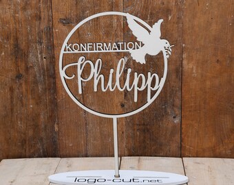 Holz Cake Topper Konfirmation V13