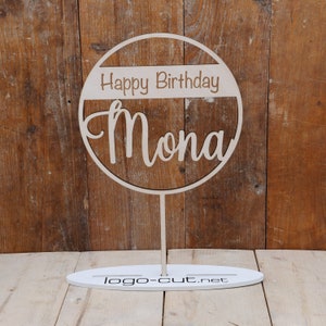 Wooden Cake Topper Happy Birthday V10