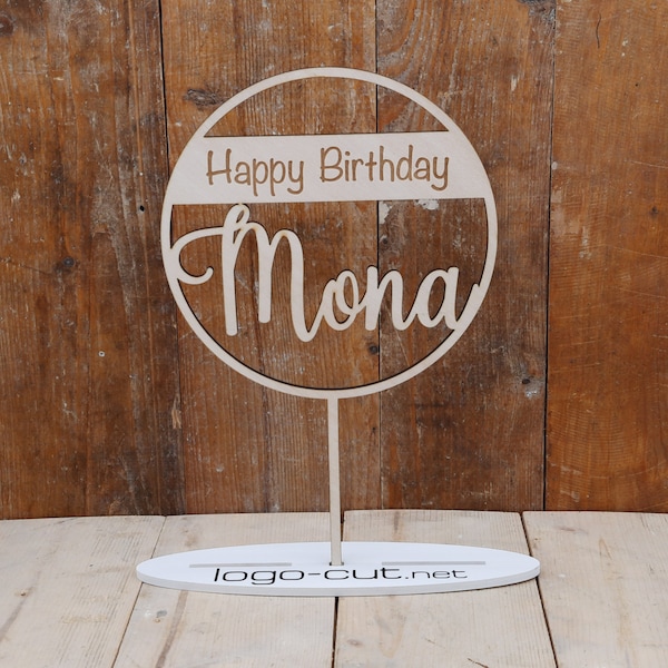 Holz Cake Topper Happy Birthday V10