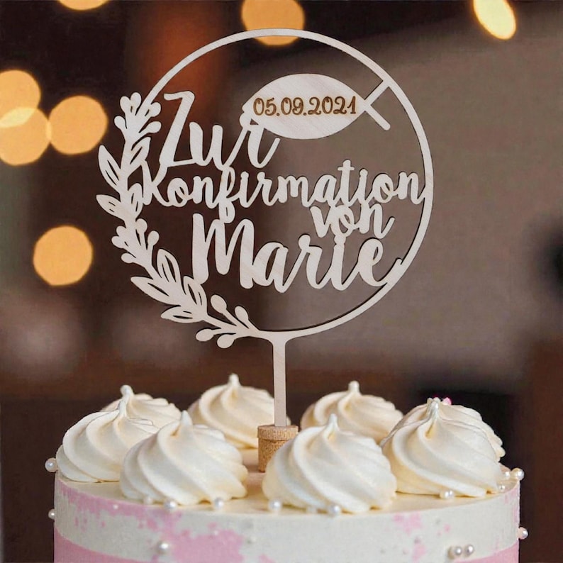 Cake Topper Konfirmation, Geschenke zur Konfirmation, Tortendeko Konfirmation, Cake Topper personalisiert, Cake Topper Holz, V11