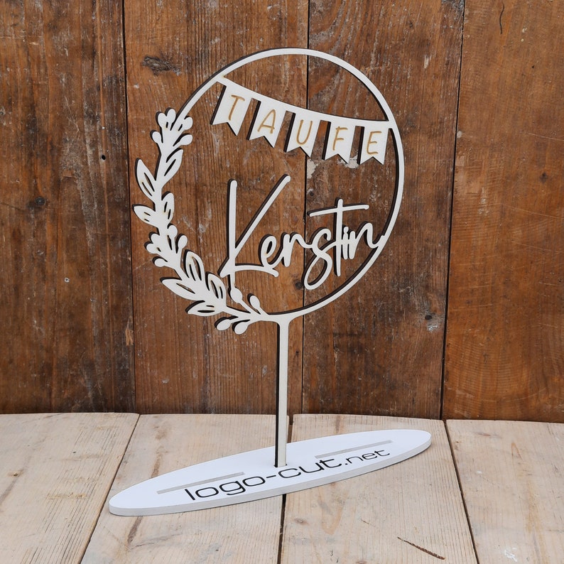 Holz Cake Topper Taufe V21 Bild 3