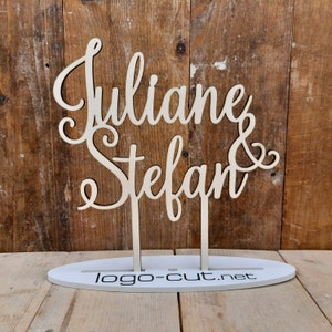 Wooden Cake Topper Wedding Personalized V14