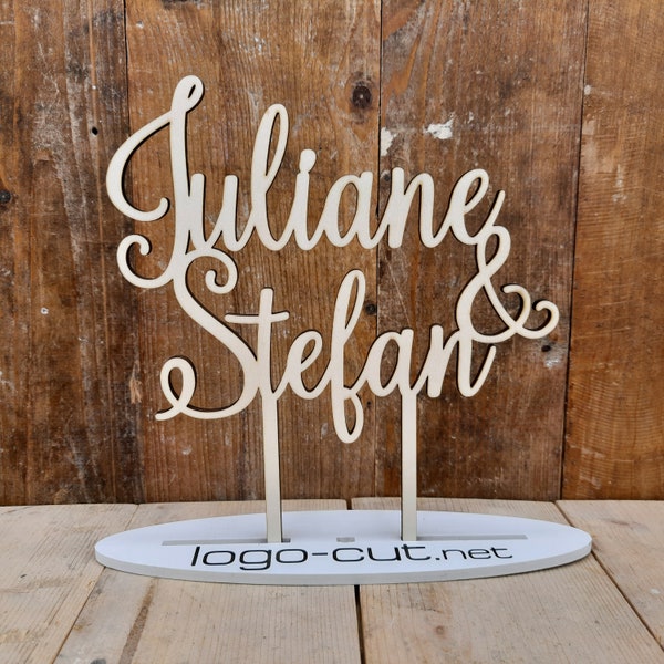 Holz Cake Topper Hochzeit personalisiert V14