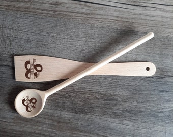 Wooden spoon pair personalized V3